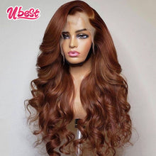 Load image into Gallery viewer, Ubest Ginger Brown 13X6 Body Wave Lace Front Wig 30Inch Brazlian Human Hair Wigs Chocolate Brown Transparent Lace Frontal Wig
