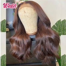 Load image into Gallery viewer, Ubest Ginger Brown 13X6 Body Wave Lace Front Wig 30Inch Brazlian Human Hair Wigs Chocolate Brown Transparent Lace Frontal Wig
