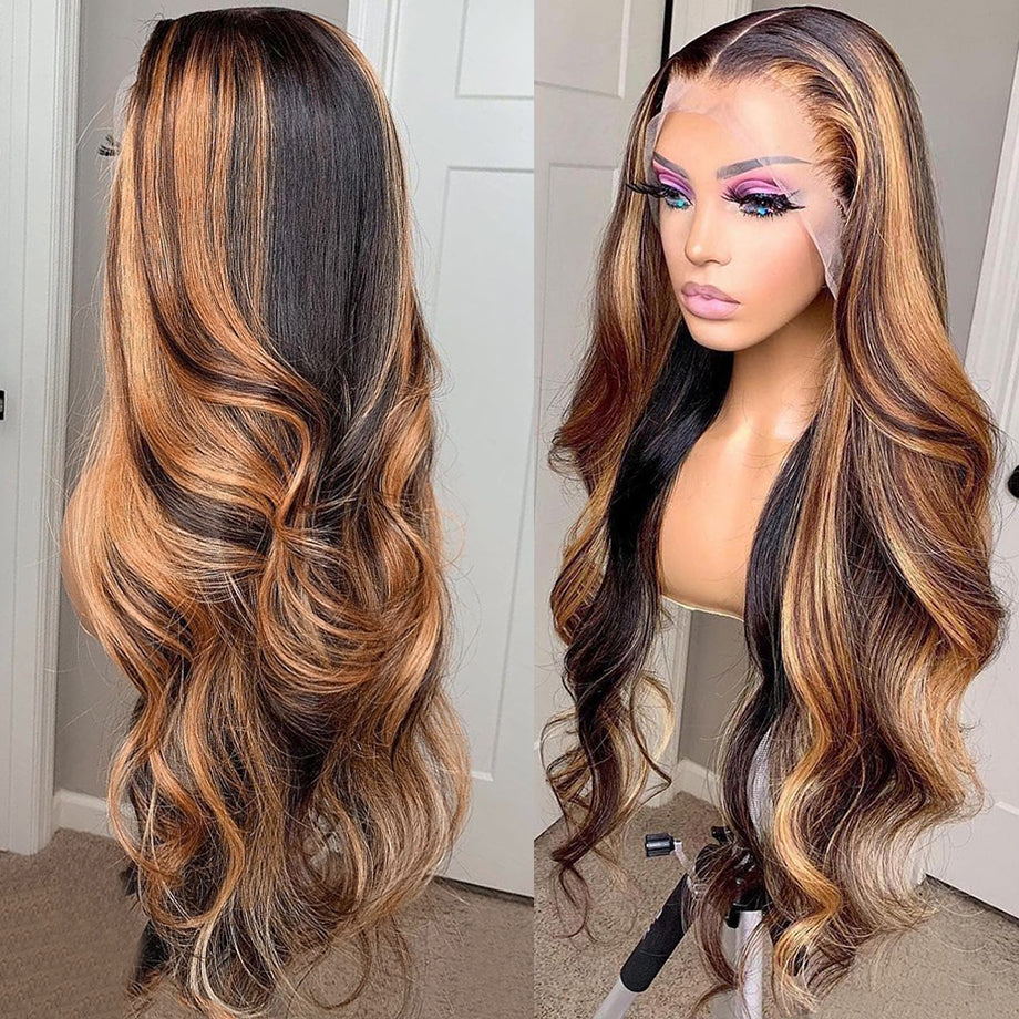 Highlight Wig Human Hair Ombre Lace Front Wig 30 Inch Brazilian Hair Wigs For Black Women Honey Blonde Body Wave Lace Front Wig