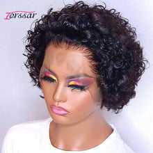 Load image into Gallery viewer, Curly Pixie Cut Wig Human Hair Lace Closure Wig Pre plucked Short Bob Wig 13x1 Lace Front Wigs For Women Human Hair Wigs
