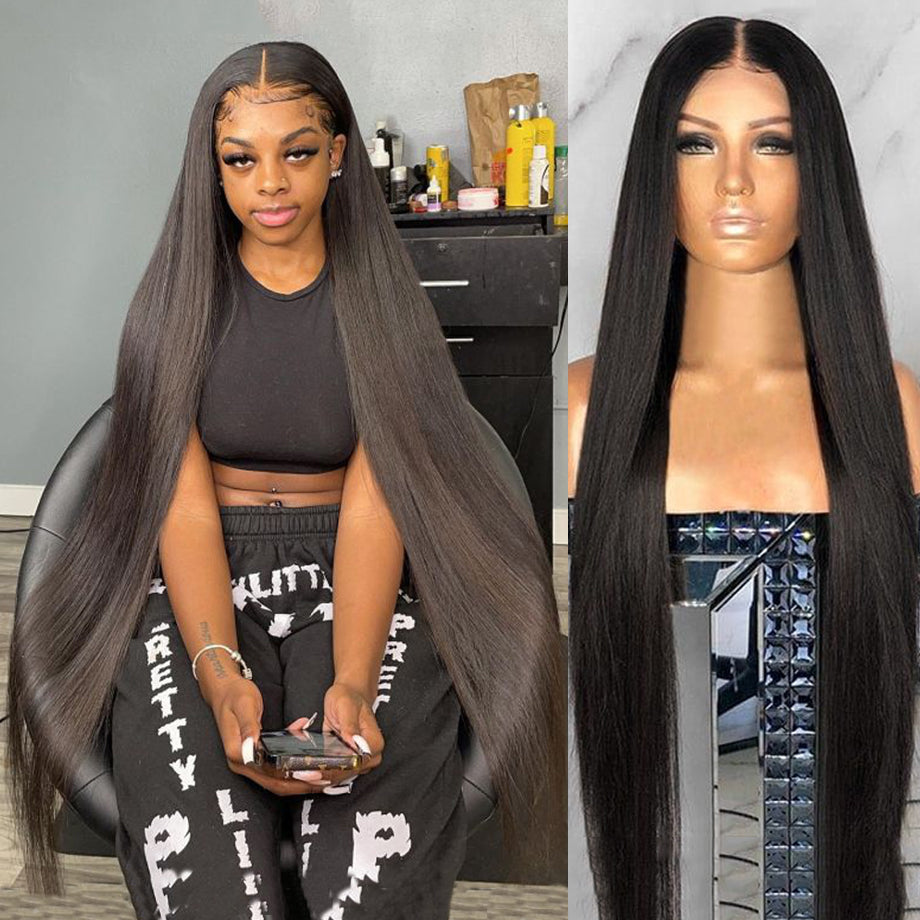 30 40 Inch Straight Lace Front Wig Brazilian 13x4 Hd Lace Frontal pre plucked Bob Wigs For Black Women Human Hair 250 Density