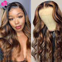 Load image into Gallery viewer, Elia 13X6 Body Wave Ombre Colored Lace Frontal Wig Human Hair Wig 180 Density Remy Peruvian 100% Human Hair For Black Women
