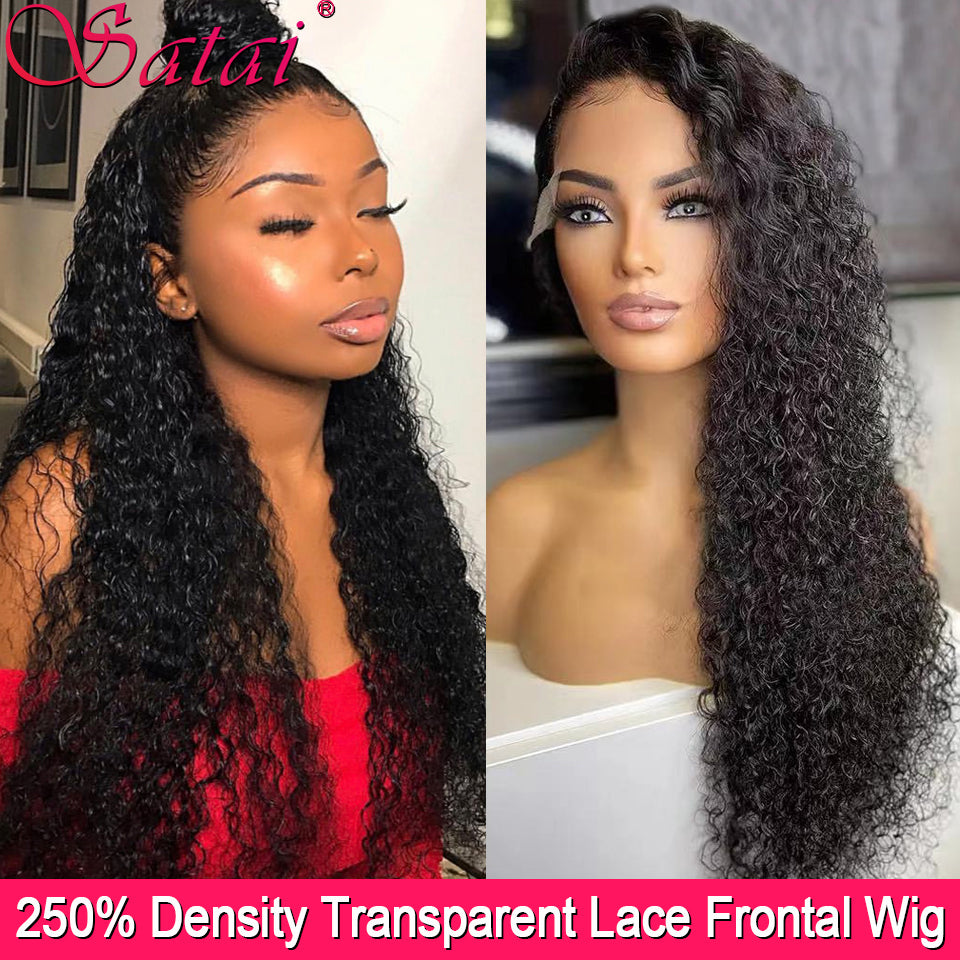 Curly Human Hair Wigs 13X4 Lace Front Human Hair Wigs Pre Plucked Transparent Lace Front Wig 100% Human Hair Wig For Black Women