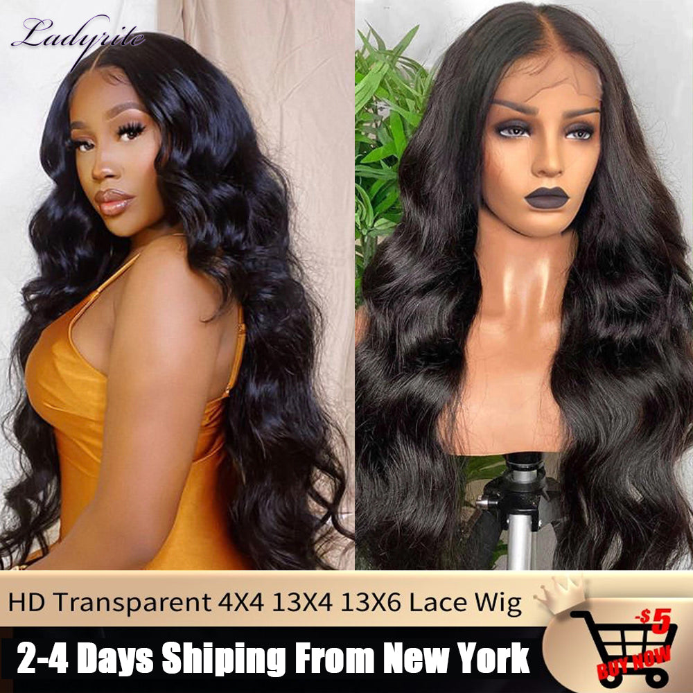 HD Transparent Body Wave Lace Front Human Hair Wigs For Black Women 4x4 13x4 Lace Frontal Closure Wig Pre Plucked With Baby Hair