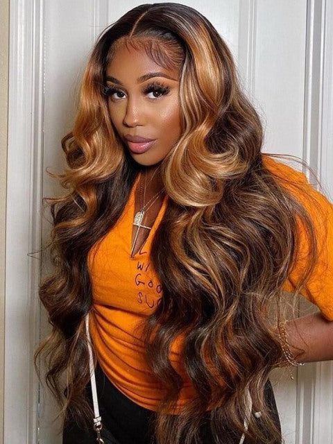 HD Transparent Lace Front Human Hair Wigs Highlight Wig Human Hair Body Wave Lace Front Wig Hd Lace Frontal Wig For Women Remy