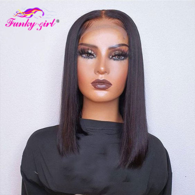 Highlight Bob Wig Ombre T Part Bob Lace Human Hair Wigs For Women 8-16Inch Brazilian Straight Short Bob 4x1 13x1 Lace Bob Wigs