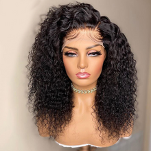 Load image into Gallery viewer, Deep Curly Lace Front Human Hair Wigs 13x6 Lace Frontal Wigs Brazilian Deep Wave Short Bob Lace Frontal Wig180 Density Wigs Remy
