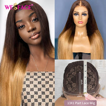 Load image into Gallery viewer, Long Straight Wigs Ombre Brown Blonde Human Hair 13×4 Lace Front Wigs For Black Women Brazilian Human Hair Wigs Remy Hair Wigs
