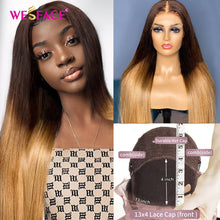 Load image into Gallery viewer, Long Straight Wigs Ombre Brown Blonde Human Hair 13×4 Lace Front Wigs For Black Women Brazilian Human Hair Wigs Remy Hair Wigs
