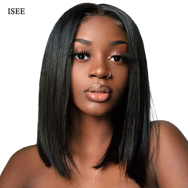 Straight Bob Human Hair Wigs Lace Closure Straight Short Bob Wigs ISEE HAIR Highligh Bob Wig Malaysian Lace Front Human Hair Wig