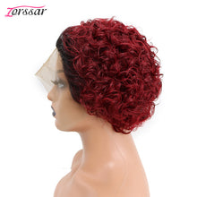 Load image into Gallery viewer, Short Curly Lace Front Wigs 13x1 Brazilian Water Wave Human Hair Wigs Pixie Cut Transparent Lace Wig for Black Women
