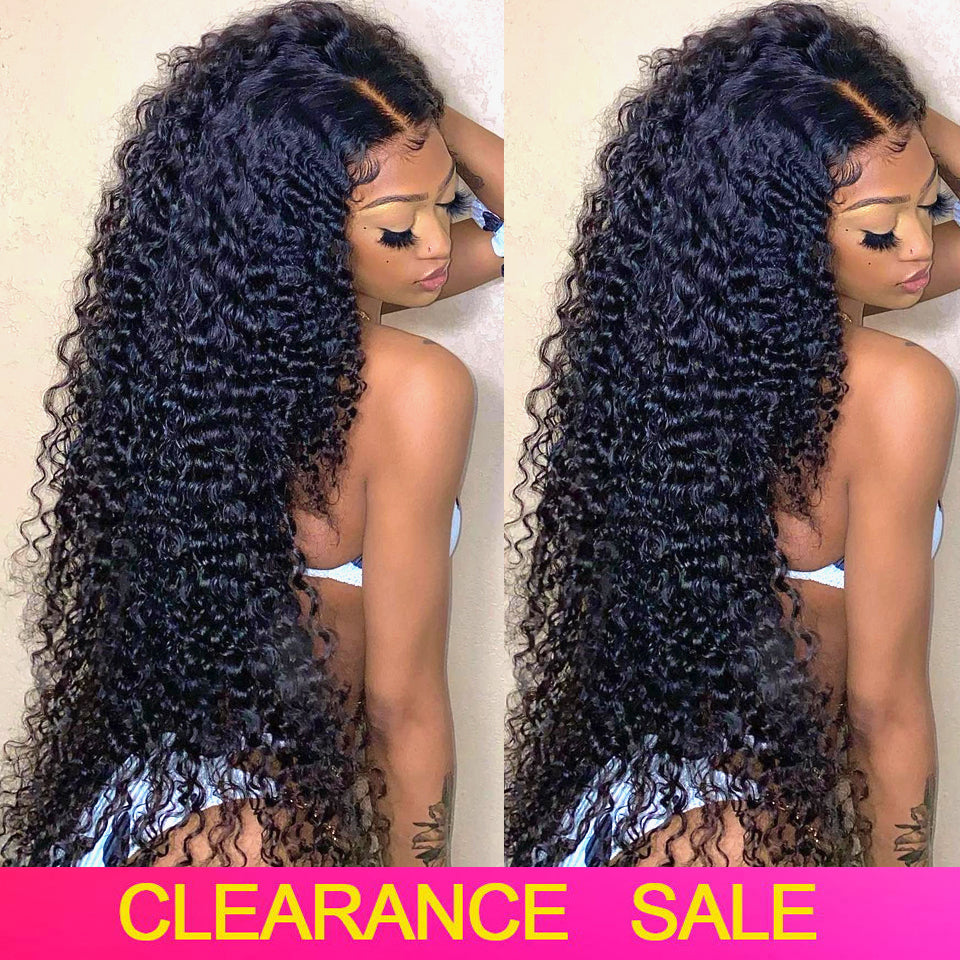 HD Transparent Deep Wave Lace Frontal Wig Curly Human Hair Wig 30 Inch Wet And Wavy Lace Front Wig 13X4X1 Deep Wave Closure Wigs