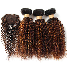 Load image into Gallery viewer, Short Brazilian Curly Hair Bundles With Closure Natural Human Hair Kinky Curly Bundles With Machine Made Closure For Women
