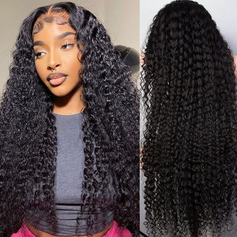 Kinky Curly Human Hair Wig Loose Deep Wave Wig Transparent Lace Frontal Wig For Women Human Hair Natura Brazilian Hair Wigs