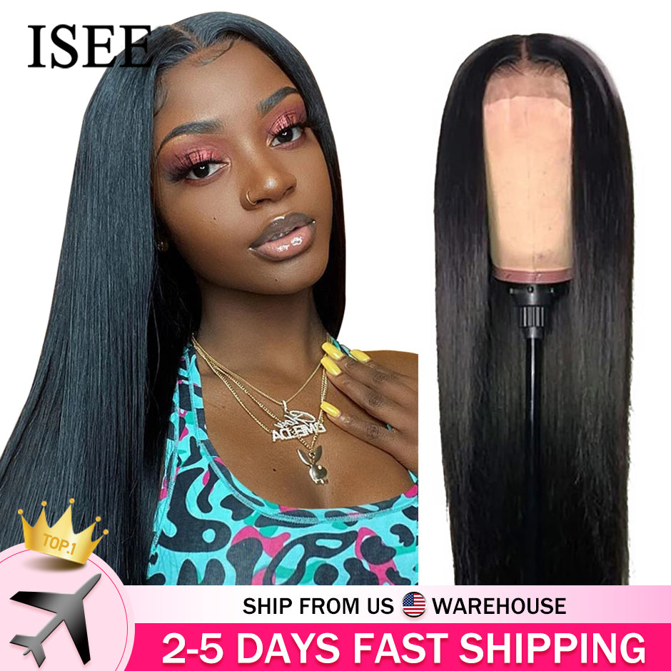 Malaysian Straight Lace Front Wig For Women Human Hair Wigs 4x4 Lace Closure Wig ISEE HAIR Straight 13x4 Lace Frontal Wig