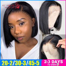 Load image into Gallery viewer, Cheap Straight Human Hair Wigs Side Part Bob Wig 13x5x2 T Part Lace Wig With Baby Hair Brazilian Virgin Hair Pixie Cut Bob Wigs
